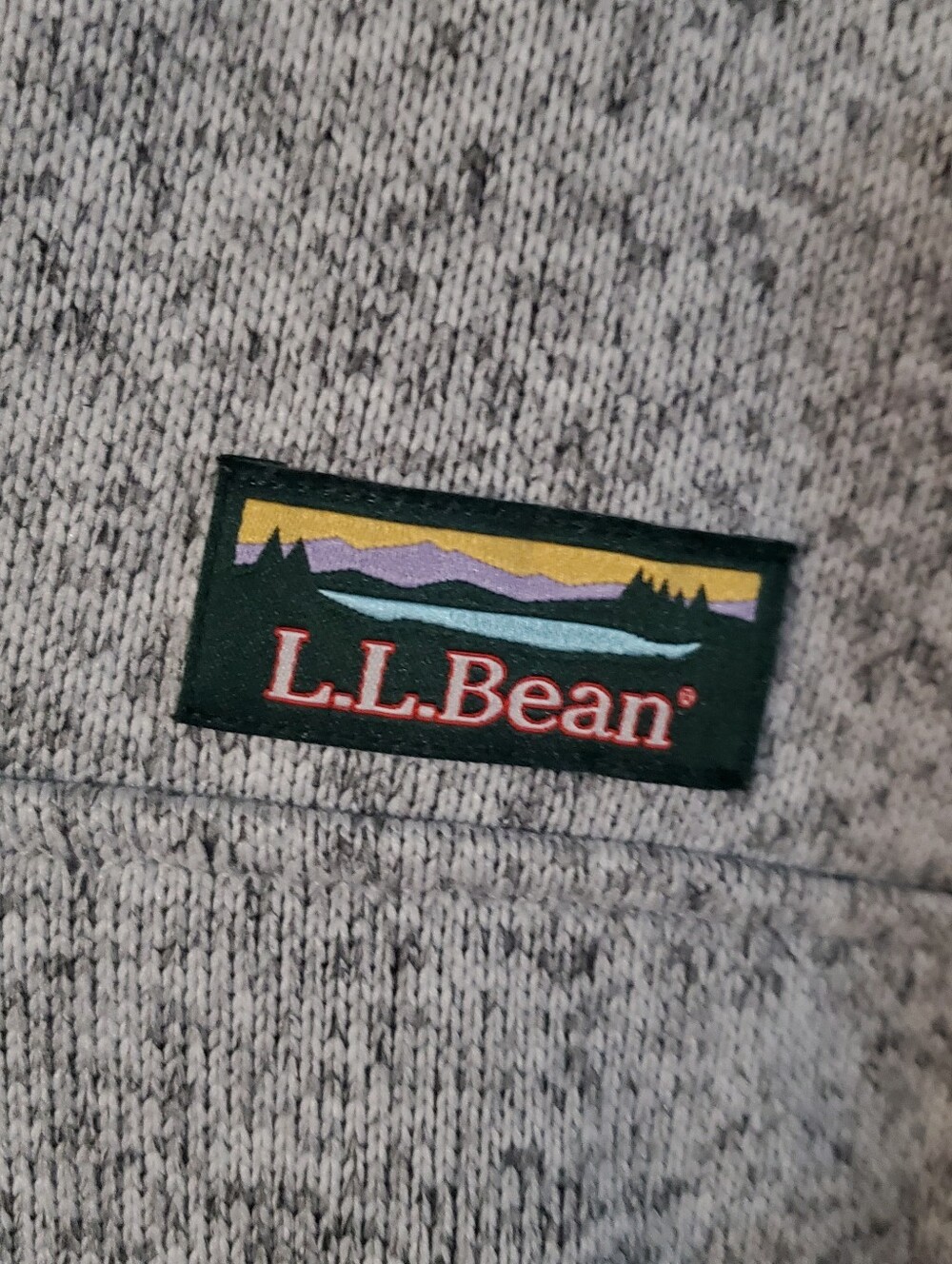 LL BEAN MED. SWEATER FLEECE PULLOVER PEWTER HEATHERED GREY LONG SLEEVES - Picture 4 of 7